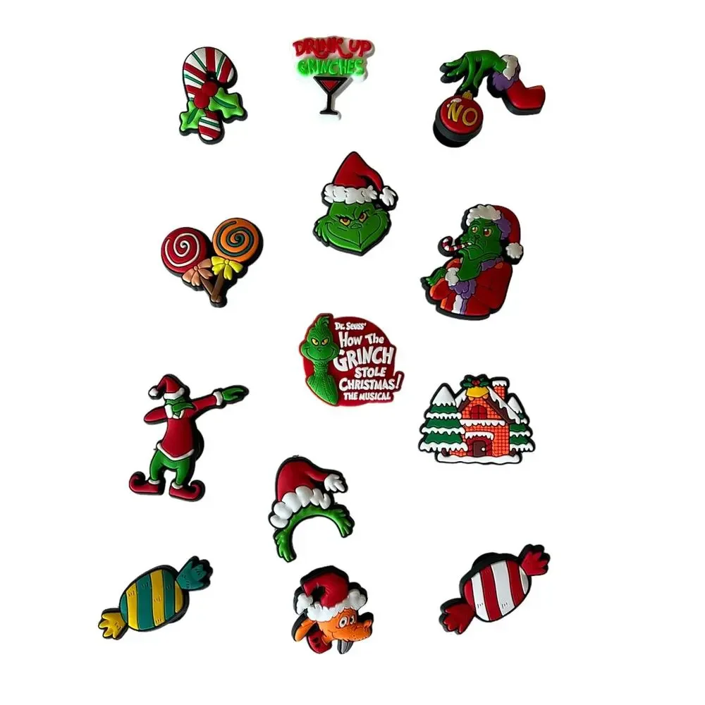 NEW Grinch Christmas SHOE CHARMS 13pc for Croc Clogs Shoes Zippers Backpacks +